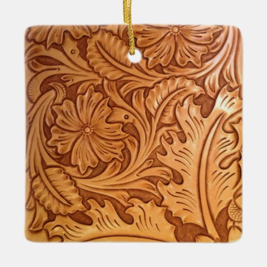 Rustige bruine cowboy mode western leder keramisch ornament (Voorkant)