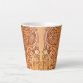 Rustige bruine cowboy mode western leder latte mok (Voorkant)