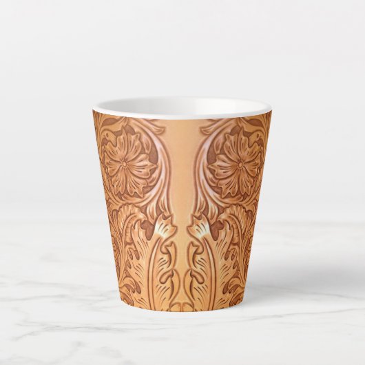 Rustige bruine cowboy mode western leder latte mok (Voorkant)