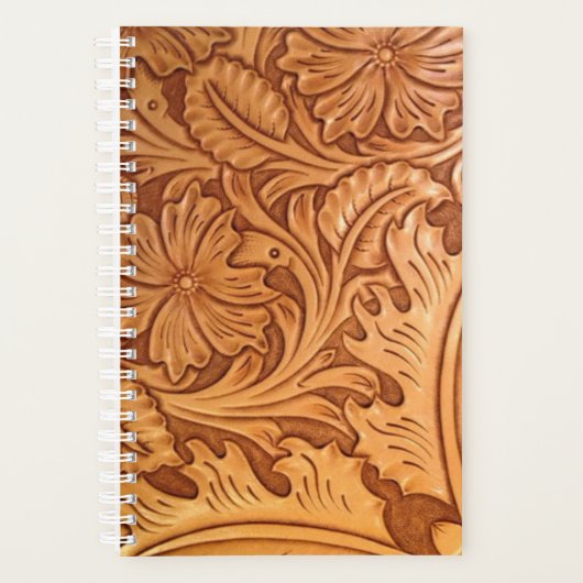 Rustige bruine cowboy mode western leder planner (Voorkant)