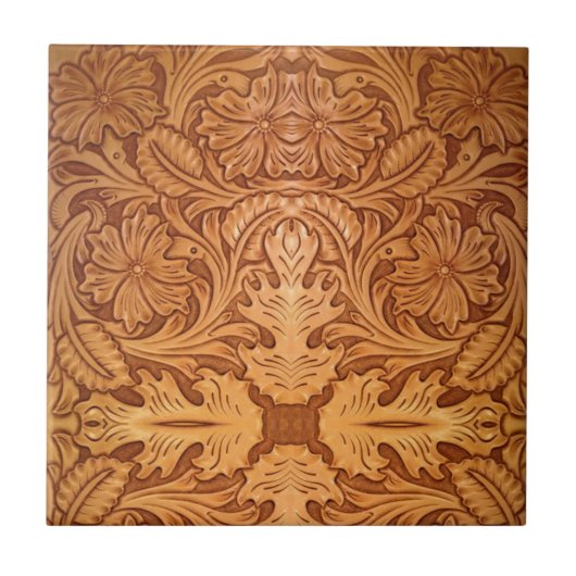 Rustige bruine cowboy mode western leder tegeltje (Voorkant)