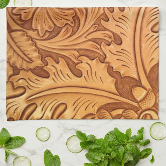 Rustige bruine cowboy mode western leder theedoek (Gevouwen)