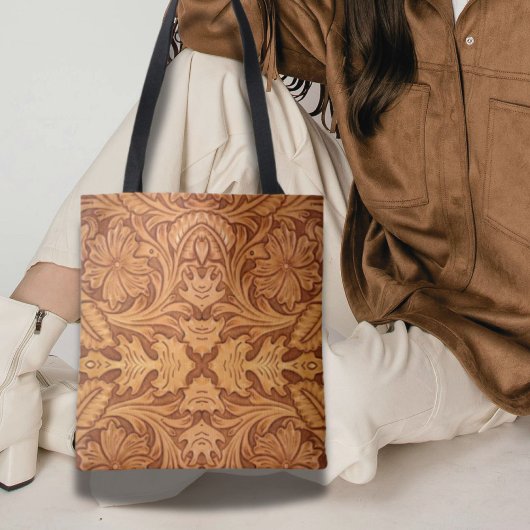 Rustige bruine cowboy mode western leder tote bag