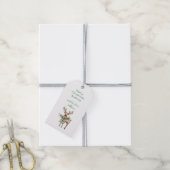 Rustige Bruine Crème Groene Kerstherten Cadeaulabel (Met Touw)