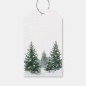 Rustige bruine crèmekleurige groene kerstboom lint cadeaulabel (Achterkant)