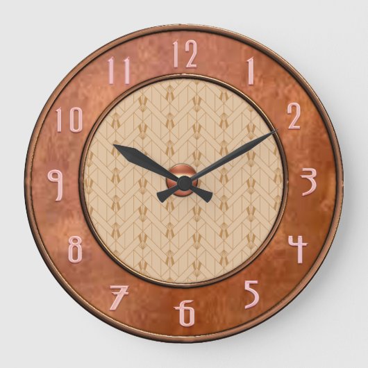 Rustige, bruine Deco Style-klok Grote Klok (Voorkant)