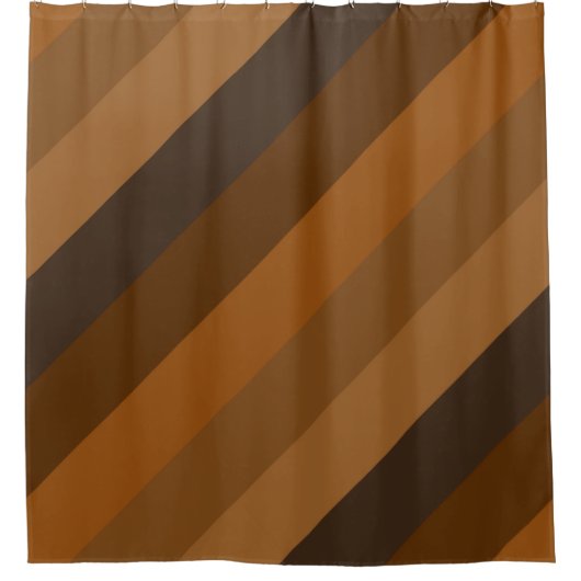 Rustige bruine diagonale strepen douchegordijn (Voorkant)