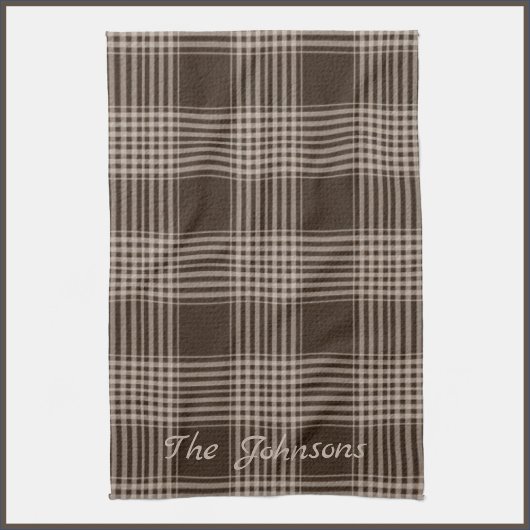 Rustige bruine en beige ruit theedoek