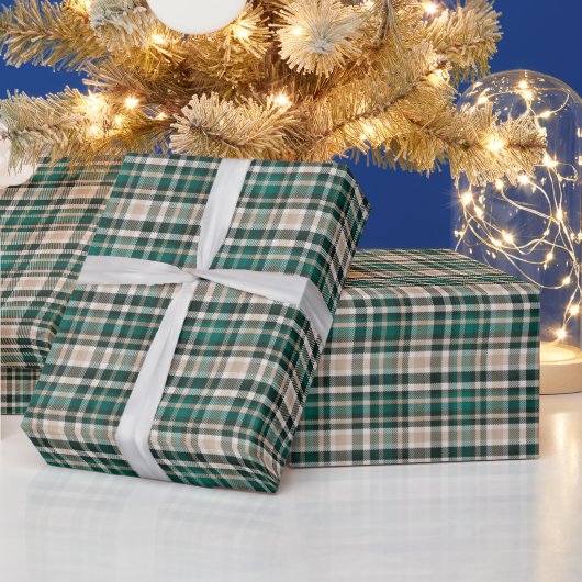Rustige bruine en groene ruit cadeaupapier (Feestdagen)