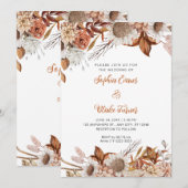 Rustige bruine en witte bloemen Boho witte trouwda Kaart (Voorkant / Achterkant)