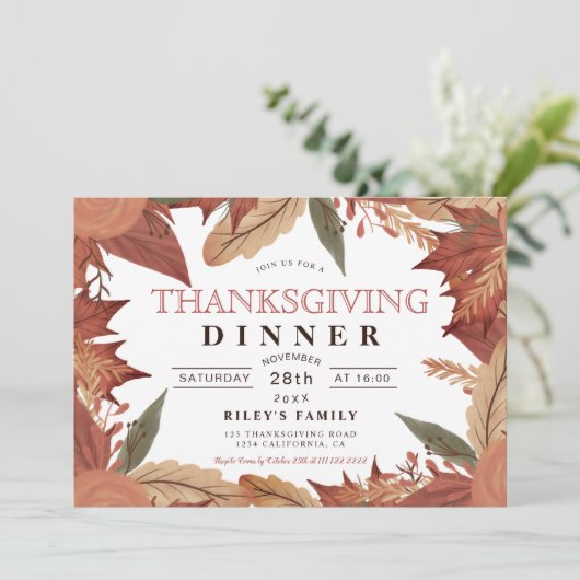 Rustige bruine herfst bladflorale Thanksgiving Kaart (Staand voorkant)