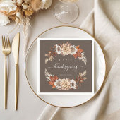 Rustige bruine herfst bloem Happy Thanksgiving Servet