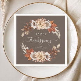 Rustige bruine herfst bloem Happy Thanksgiving  Servet