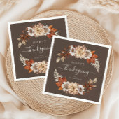 Rustige bruine herfst bloem Happy Thanksgiving Servet