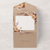 Rustige bruine herfst bloemen & bladeren geen dine all in one uitnodiging (Buitenkant)