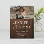 Rustige bruine herfst foto bruiloft kaart (Staand voorkant)