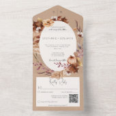 Rustige bruine Herfst — KR-code All In One Uitnodiging (Binnen)