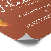 Rustige bruine herfstloof herfst bruiloft welkom poster (Hoek)