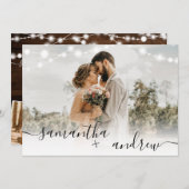 Rustige bruine houten lampen script 4 foto's bruil kaart (Voorkant / Achterkant)