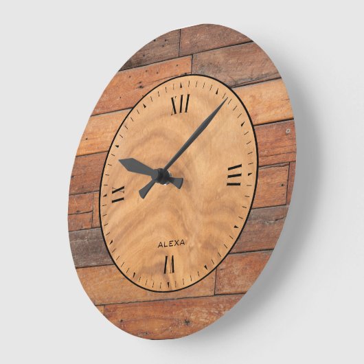 Rustige bruine houten planken grote klok (Hoek)