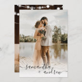 Rustige bruine houtskaarlichten 2 foto's bruiloft kaart (Voorkant / Achterkant)