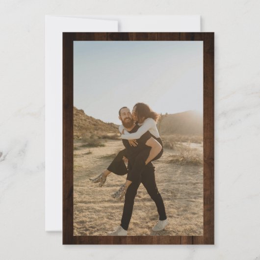 Rustige bruine houtskaarlichten fotobruiloft kaart (Achterkant)