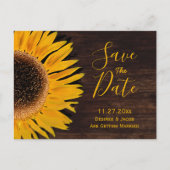 Rustige bruine houtzonnebloem bespaart de datum aankondigingskaart (Voorkant)