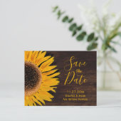 Rustige bruine houtzonnebloem bespaart de datum aankondigingskaart (Staand voorkant)