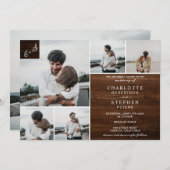 Rustige bruine initialen 6 foto's bruiloft kaart (Voorkant / Achterkant)