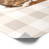 Rustige bruine konijn en wortels op beige geruit poster (Hoek)