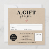 Rustige bruine kraft vierkant cadeaubon logo (Voorkant)