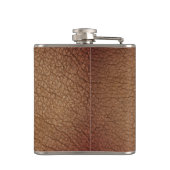 Rustige bruine leren zwarte gouden chic monogram n heupfles (Achterkant)