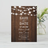 Rustige bruine lichtfoto van houtskaartjes, sla de save the date (Staand voorkant)