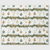 Rustige bruine linten roomgroene Kerst   Cadeaupapier (Vlak)