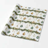 Rustige bruine linten roomgroene Kerst   Cadeaupapier (Uitgerold)