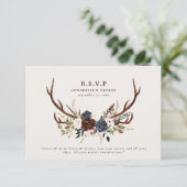 Rustige bruine marinevlinder botanische bruiloft informatiekaartje (Staand voorkant)