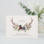 Rustige bruine marinevlinder botanische bruiloft informatiekaartje (Staand voorkant)