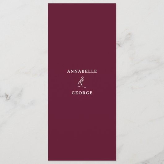 Rustige bruine marinevlinder met botanische bruilo menu (Achterkant)