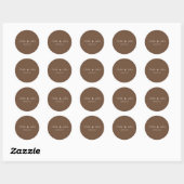 Rustige bruine monogram oude geld trouwsticker ronde sticker (Vel)