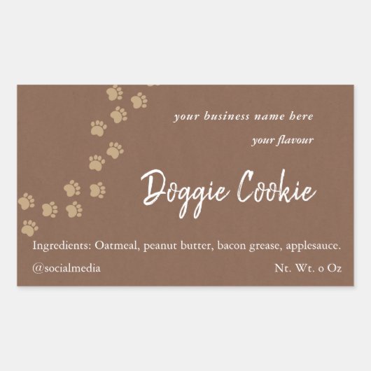 Rustige, bruine papieren hondpawpaden doorsnuffelk rechthoekige sticker (Voorkant)