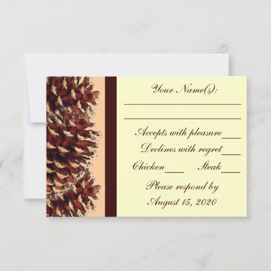 Rustige bruine perzikdenkeigenbruiloft RSVP-kaarte RSVP Kaartje (Voorkant)