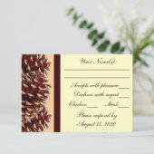 Rustige bruine perzikdenkeigenbruiloft RSVP-kaarte RSVP Kaartje (Staand voorkant)