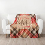 Rustige bruine rode tartan geruite kerstmonogram fleece deken<br><div class="desc">Een knusse kerst fleece deken met een rustieke elegante beige,  bruine,  rode en bruine tartan ruitpatroon met een op maat gemaakte "Merrie Kerst" familie monogram initiaal ontwerp dat gepersonaliseerd kan worden.</div>
