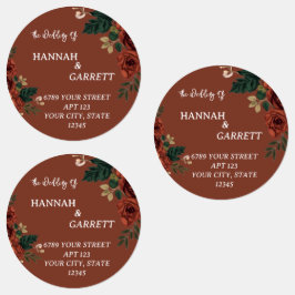 Rustige Bruine Romantische Tuin Trouwadres Labels
