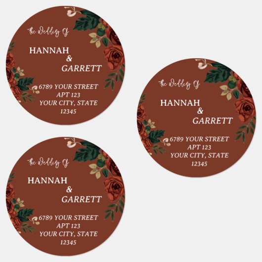 Rustige Bruine Romantische Tuin Trouwadres Labels (Groep)