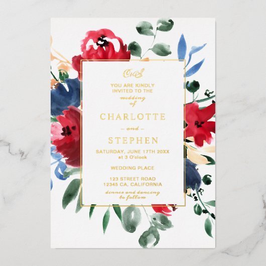 Rustige bruine waterverf goudbruiloft folie uitnodiging (Voorkant)