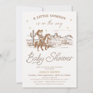 Rustige bruine western kleine cowboy baby shower kaart