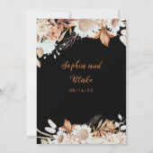 Rustige Bruine Witte Bloemen Boho Grijze Bruiloft Kaart (Achterkant)