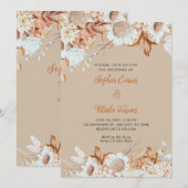 Rustige bruine witte bloemen Boho vanille bruiloft Kaart (Voorkant / Achterkant)