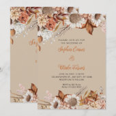 Rustige bruine witte bloemen Boho vanille bruiloft Kaart (Voorkant / Achterkant)